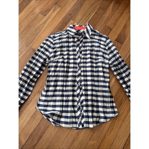 Beluva San Francisco Women's Button Up Long Sleeve Blue Plaid Shirt Size Small - Picture 2 of 5